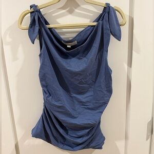 LOFT Blue Tie-Shoulder Tank Top